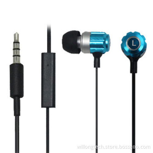 Colorful metallic ear-buds noise-cancelling with volume control for mobile phone